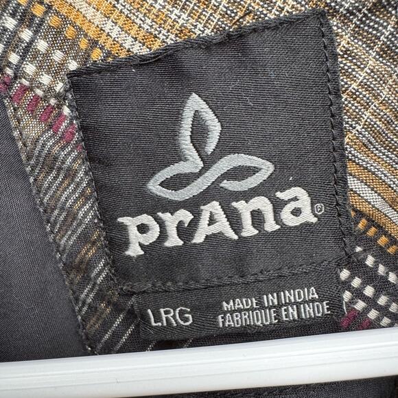 PrAna size L Rennin Plaid Long Sleeve Button Up Button Down Cotton Blend Shirt - Picture 3 of 13